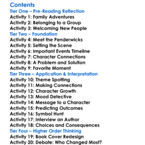 The Penderwicks At Last Jeanne Birdsall Worksheet Activity Booklet