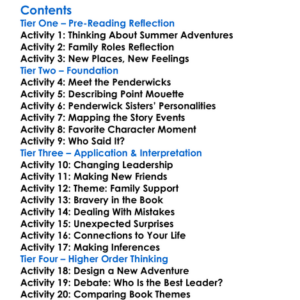 The Penderwicks At Point Mouette Jeanne Birdsall Worksheet Activity Booklet