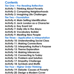 The People Of The Abyss Jack London Worksheet Activity Booklet