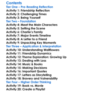 The Perks Of Being A Wallflower Stephen Chbosky Worksheet Activity Booklet