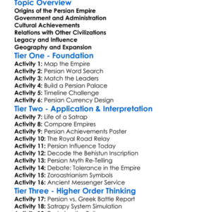 The Persian Empire And Its Influence Worksheet Activity Booklet