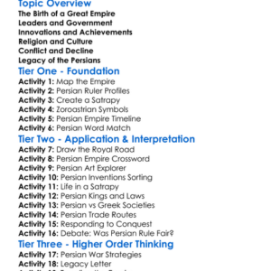 The Persian Empire Worksheet Activity Booklet
