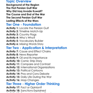 The Persian Gulf Wars Worksheet Activity Booklet