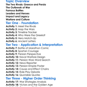 The Persian Wars Greece Vs Persia Worksheet Activity Booklet