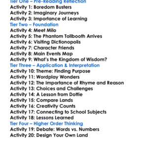 The Phantom Tollbooth Norton Juster Worksheet Activity Booklet