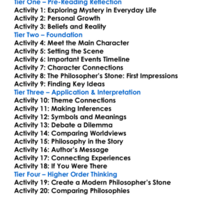 The Philosophers Stone Colin Wilson Worksheet Activity Booklet