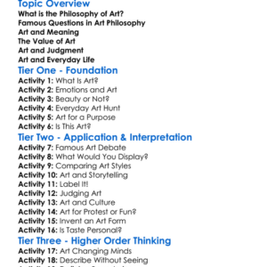 The Philosophy Of Art Worksheet Activity Booklet