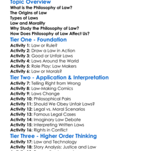 The Philosophy Of Law Worksheet Activity Booklet