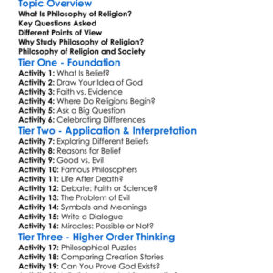 The Philosophy Of Religion Worksheet Activity Booklet