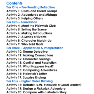 The Pickwick Papers Charles Dickens Worksheet Activity Booklet