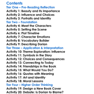 The Picture Of Dorian Gray Oscar Wilde Worksheet Activity Booklet