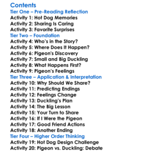 The Pigeon Finds A Hot Dog Mo Willems Worksheet Activity Booklet