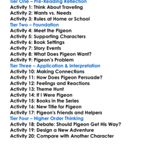 The Pigeon Series Mo Willems Worksheet Activity Booklet