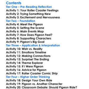 The Pigeon Will Ride The Roller Coaster Mo Willems Worksheet Activity Booklet