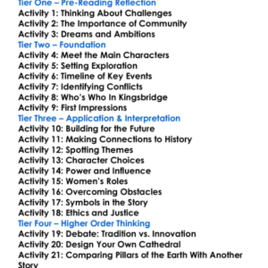 The Pillars Of The Earth Ken Follett Worksheet Activity Booklet