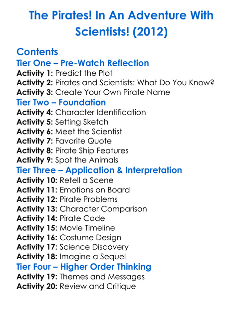 The Pirates In An Adventure With Scientists 2012 Worksheet Activity Booklet