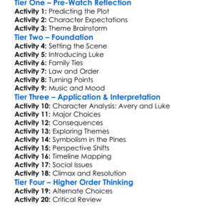 The Place Beyond The Pines 2013 Worksheet Activity Booklet