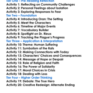 The Plague Albert Camus Worksheet Activity Booklet