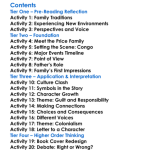 The Poisonwood Bible Barbara Kingsolver Worksheet Activity Booklet