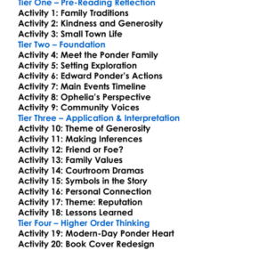 The Ponder Heart Eudora Welty Worksheet Activity Booklet