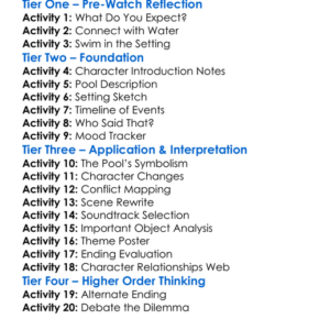 The Pool 2001 Worksheet Activity Booklet