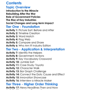 The Postwar Japanese Economic Miracle Worksheet Activity Booklet