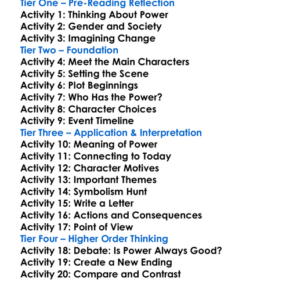 The Power Naomi Alderman Worksheet Activity Booklet