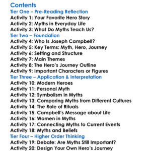 The Power Of Myth Joseph Campbell Worksheet Activity Booklet