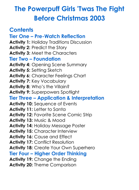 The Powerpuff Girls Twas The Fight Before Christmas 2003 Worksheet Activity Booklet