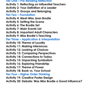 The Prime Of Miss Jean Worksheet Activity Booklet