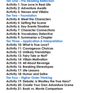 The Princess Bride William Goldman Worksheet Activity Booklet