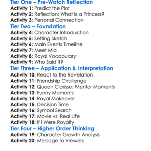 The Princess Diaries Worksheet Activity Booklet