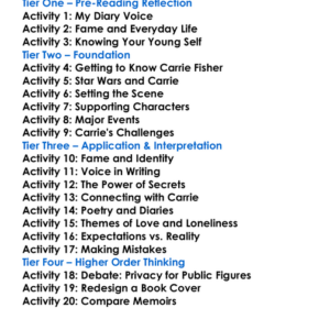 The Princess Diarist Carrie Fisher Worksheet Activity Booklet