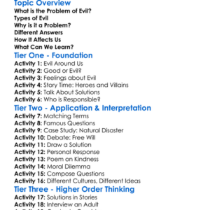 The Problem Of Evil Worksheet Activity Booklet