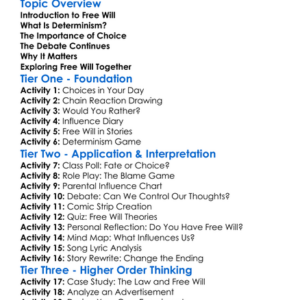 The Problem Of Free Will Worksheet Activity Booklet