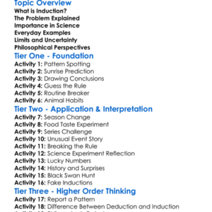 The Problem Of Induction Worksheet Activity Booklet