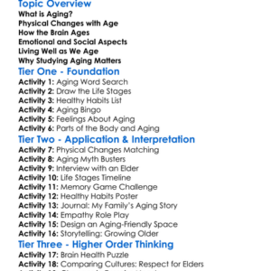 The Process Of Aging In Humans Worksheet Activity Booklet