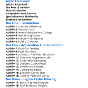 The Process Of Evolution Worksheet Activity Booklet