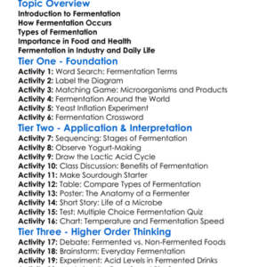The Process Of Fermentation Worksheet Activity Booklet