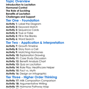 The Process Of Lactation Worksheet Activity Booklet