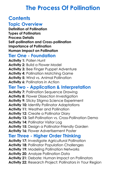 The Process Of Pollination Worksheet Activity Booklet