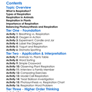 The Process Of Respiration In Plants And Animals Worksheet Activity Booklet