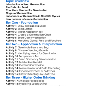 The Process Of Seed Germination Worksheet Activity Booklet