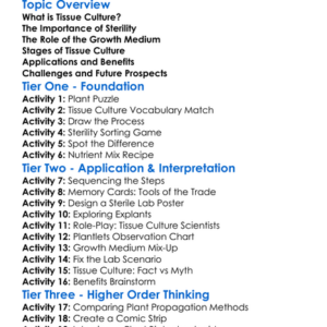 The Process Of Tissue Culture Worksheet Activity Booklet