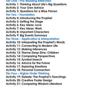 The Prophet Kahlil Gibran Worksheet Activity Booklet