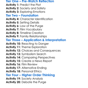 The Purge 2013 Worksheet Activity Booklet