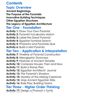 The Pyramids And Egyptian Architecture Worksheet Activity Booklet
