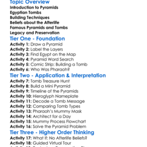 The Pyramids And Tombs Worksheet Activity Booklet
