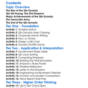 The Qin Dynasty And The First Emperor Worksheet Activity Booklet