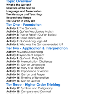 The Quran Worksheet Activity Booklet